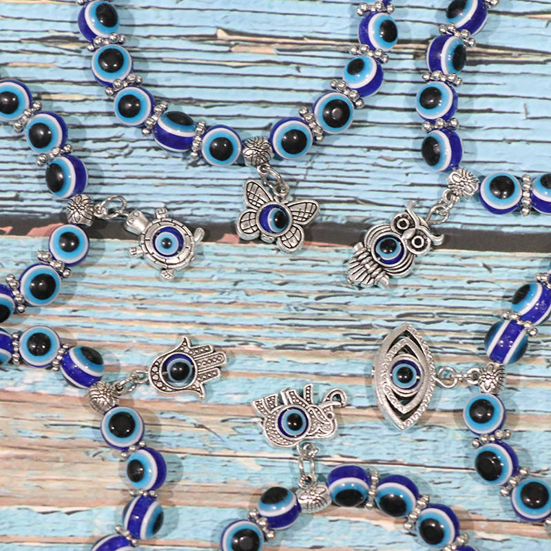 Lucky Turkish Blue Eye Bracelet for Women Men Elephant Butterfly Fatima Hand Charm Bracelet Evil Eye Beads Braclets Accessories