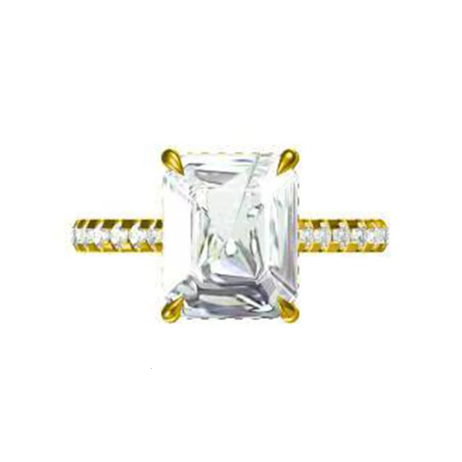 Kuololit 5CT AU750 18K 14K White Gold Set Ring for Women Emerald Cut D VVS Solitaire Engagement Party Gifts 240402