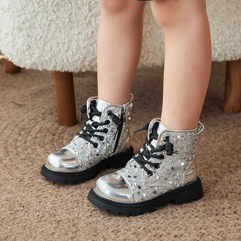 Childrens leisure boots autumn and winter girls sequined princess shoes outdoor childrens non slip soft soled short boots fashion show shoes M241102
