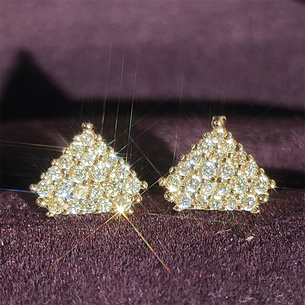 Classic Geometric Diamond Stud Earrings Women Fashion 925 Sterling Silver Triangle Crystal Stud Designer Gold Zircon Earrings Wedding Jewelry