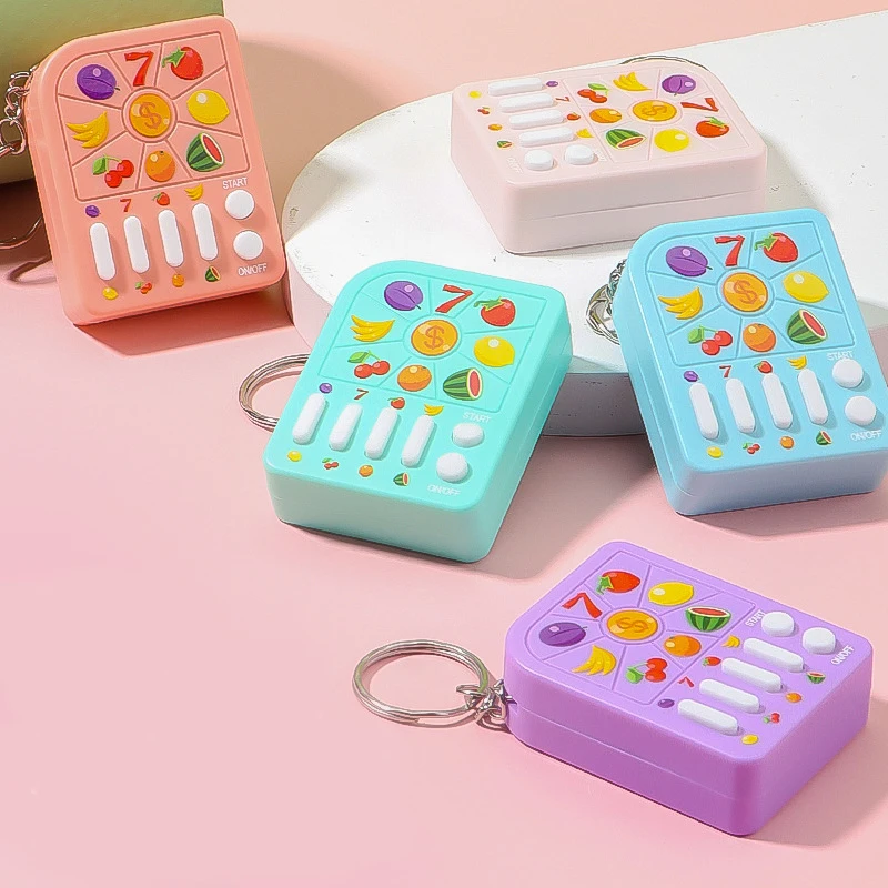 Lucky Jackpot Mini Fruit Game Machine Winning Digital Game Machine Keychain Children's Funny Educational Toys Gift