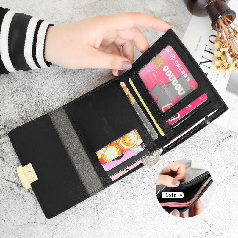 Small Wallet Women Short Cute 2025 Girls Wallet Patchwork Credit Bank Card new Holder Wallets Metal Buckle Purses Female Coin Purse