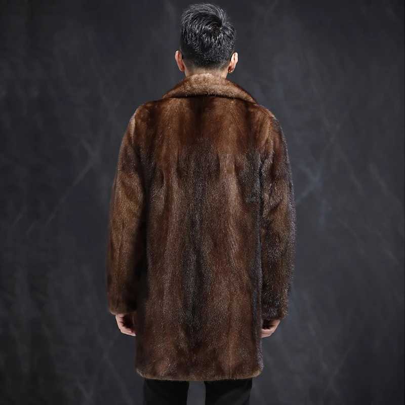 Mens l Mink Fur Jackets Winter Fur Coat Men Long Luxury Jacket Brown Mens Mink Coat A fur coat for a warm coat Warm leisureXJ241102