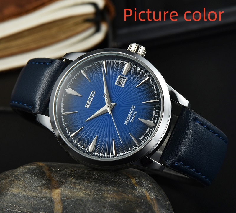 Sei Wrist Watches for Men 2024 Mens Watches Three needles Quartz Watch High Quality Top Luxury Brand Clock Fashion leather Strap Montre de luxe PRESAGE Type