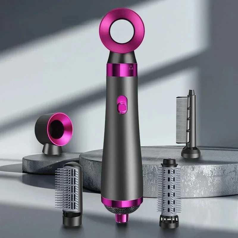 Hair Dryers 5 In 1 Hair Dryer Hot Air Comb Electric Curling Straight Hair Comb Negative Ion Hair Dryer One Step Brush 220V EU 110V US 240401