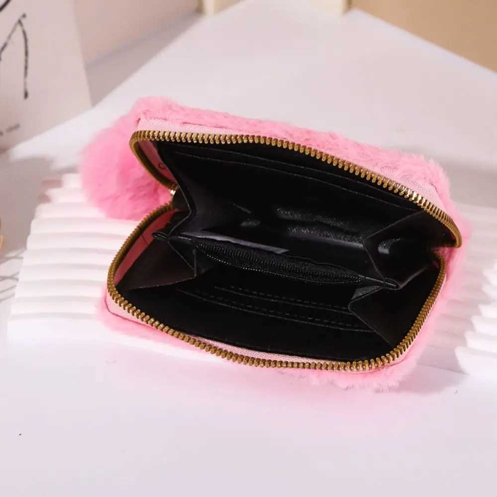 Carto Plush Embroidery Wallet Plush Ball Zipper Coin Purse Large Capacity Animal Card HolderXJ241111