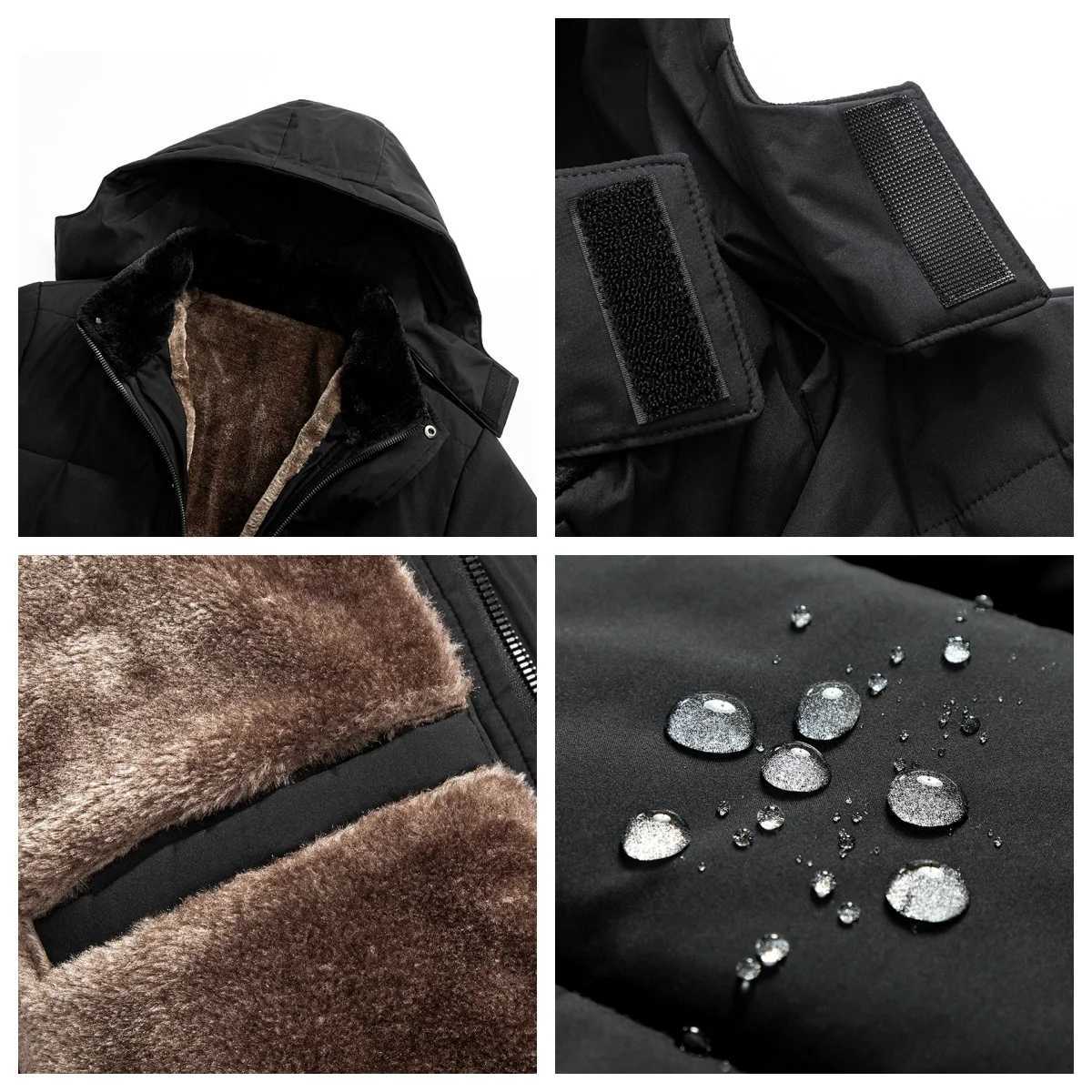 Winter mens Parkas Flce cotton thick inflatable hooded jacket with fluffy collar waterproof and windproof pad jacket Plus size 8xl W241102