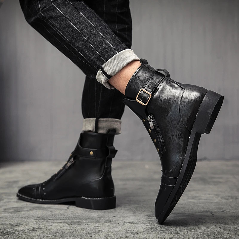 Mens shoes high-quality mens ankle boots mens classic Pointed Party motorcycle boots Chelsea boots winter cowboy boots 241031