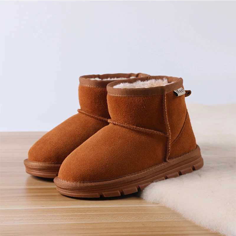Womens genuine leather boots womens baby boots snow boots childrens shoes warm plush winter childrens boots M241102