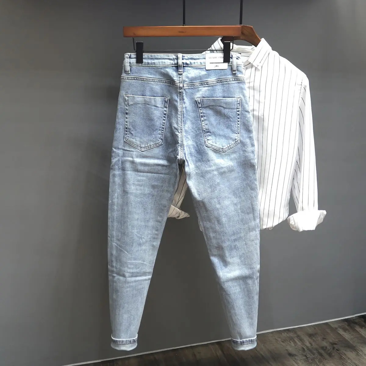 Trousers Tapered with Print Graphic Male Cowboy Pants Punk Trend 2024 Classic Xs Mens Jeans Regular Denim Stylish In 241024