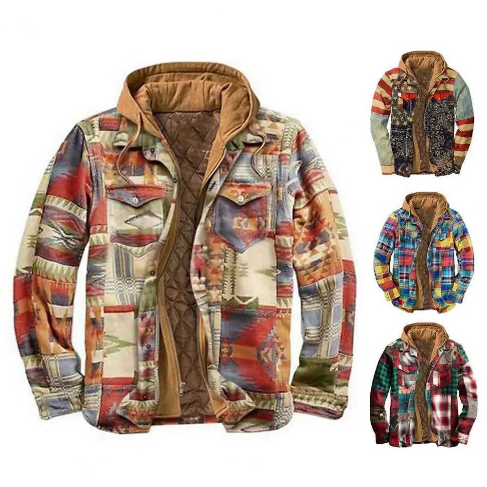 Mens autumn and winter hooded jacket Harajuku plain weave zipper long Sle Coats basic casual shirt jacket European and American sizes M-4XL W241102