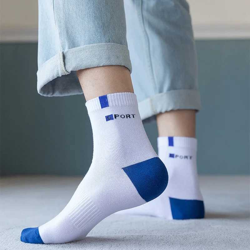 5pairs Men Cotton Mid-tube Casual Breathable Sports Deodorant Sock Soft Sweat-absorbing Business Sox Male Plus Size 36-43 LX241102