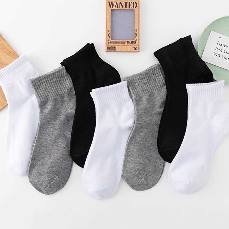 ALLTOOALL 10 Pairs/Lot Mens Breathable Cotton Solid Color Black White Business Simple Sock Casual Sports Mesh Short LX241102