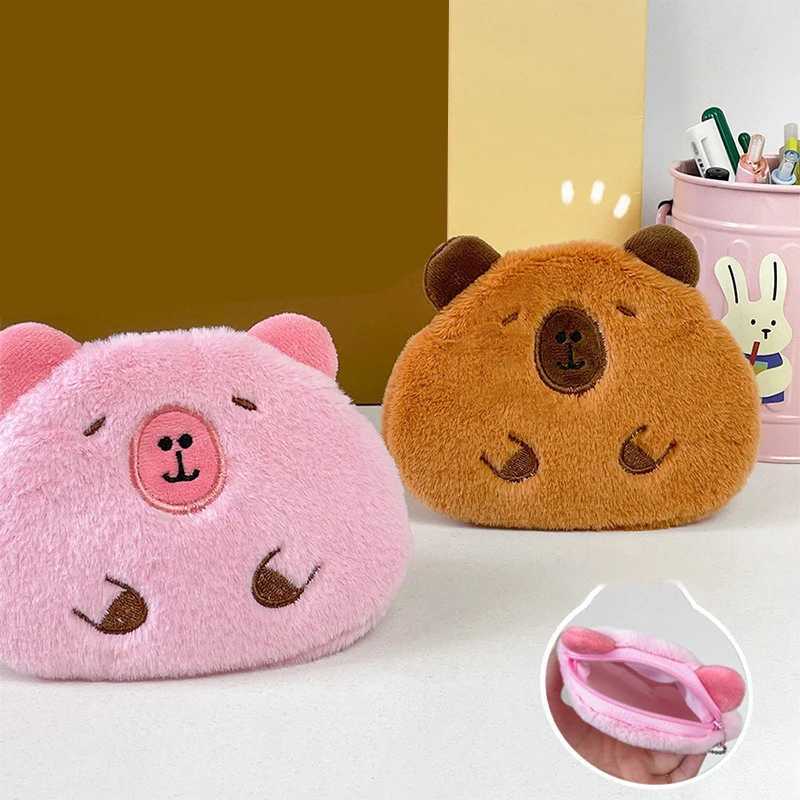 Creative Capybara Plush Coin Purse Fi Kaii Mini Storage Bag Keychain Carto Bags Pendant Decorati GiftsXJ241111