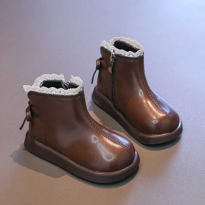 Sweet Girls Princess Winter Boots Elegant Lace Ruffle Childrens Boots Fashion Childrens Tight Cotton Boots M241102