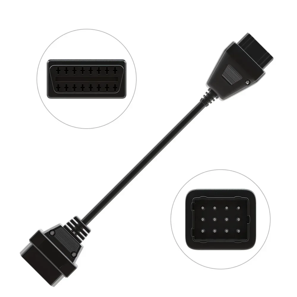OBD For RENAULT 12 Pin 12Pin Male to OBD OBD2 OBDII DLC 16 Pin 16Pin Female For renault new 12pin cable female 2025 Connector Adapter OBD