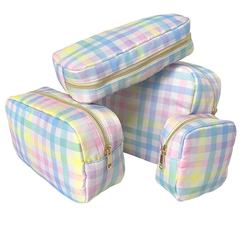 Rainbow Plain Makeup Bag Cute Nylon Travel Makeup Bag Womens Waterproof Makeup Bag 241031