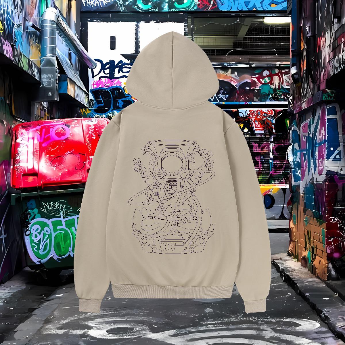 New Mens Hoodie Sweatshirt Hooded Collar Long Sleeves Comfortable Couples Hoodie Cartoon Print Tops Hoodie Daily Wear Cotton 350g
