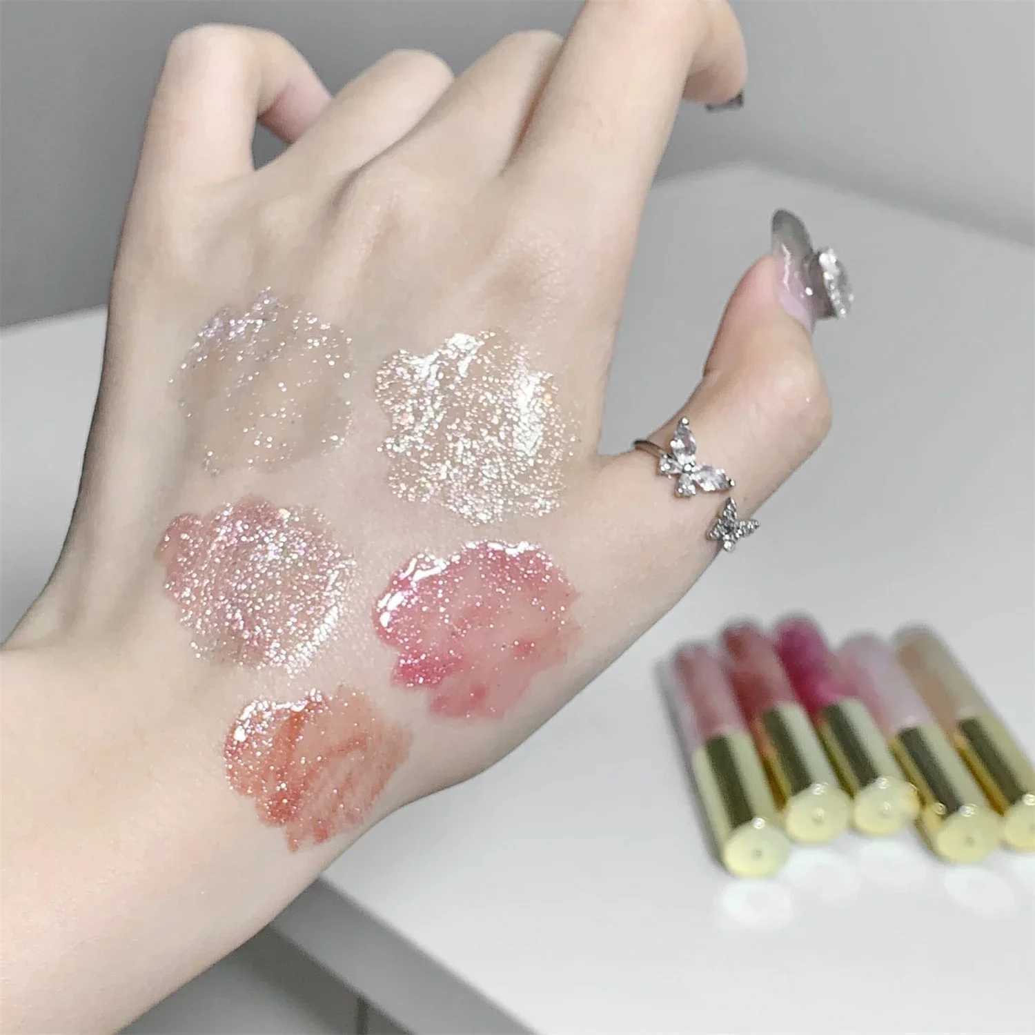Pearl and diamond glitter lipstick lasting moisturizing gloss lipstick makeup mirror water gloss liquid lipstick W241101