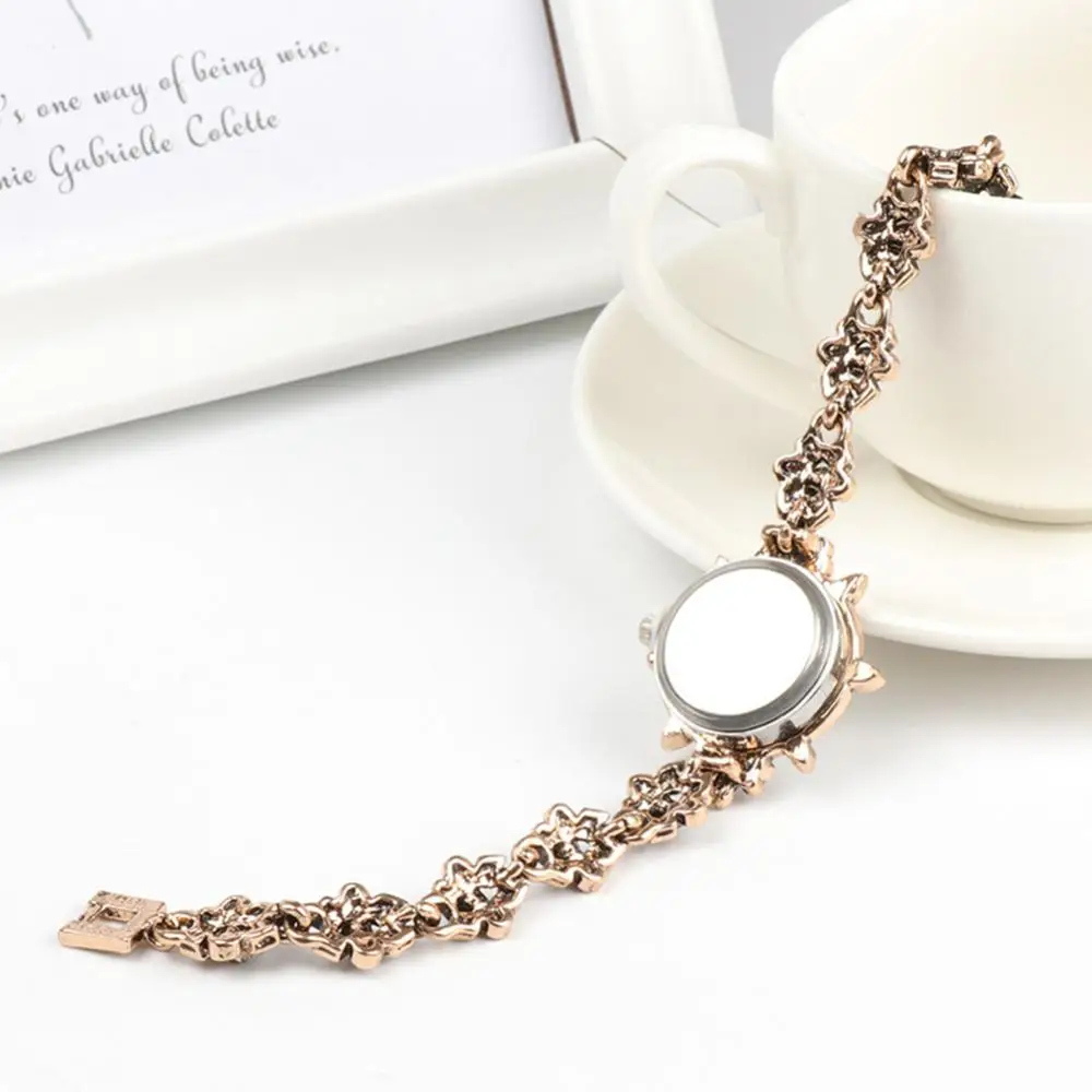 Vintage Women new Rhinestone Flower Charm Round Dial Analog Quartz 2025 Bracelet Watch