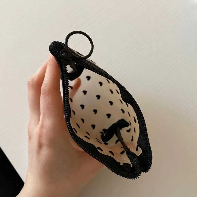 Women Black Small Coin Wallet Bags Mesh Transparent Earphe Mey Key Card Holder Girl Small Purse PouchXJ241111