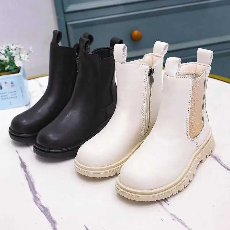 Autumn Childrens Chelsea Boots Childrens Shoes Fashion Top Girls and Boys Waterproof Platform Childrens Leather Warm Winter Boots M241102