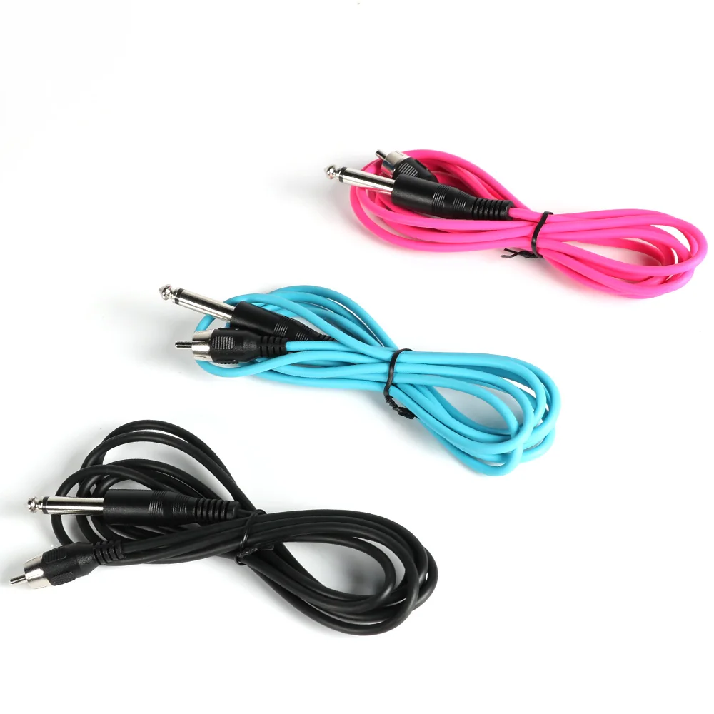 High Quality RCA Tattoo Clip Cord Cable For Tattoo Machine Power Supply Cable Straight Rubber Blue/Black/Pink Tattoo Accessories