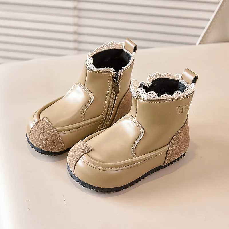 New girls boots childrens fashion boots Sweet spring autumn childrens patch work ankle boots Versatile elegant princess shoes M241102