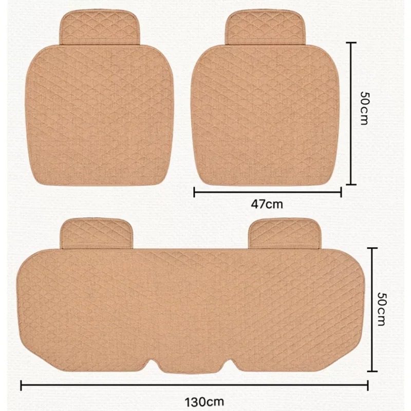 Flax Car Seat Cover Four Seasons Front Rear Linen Fabric Cushion Breathable Protector Mat Pad Auto Accessories Universal Size
