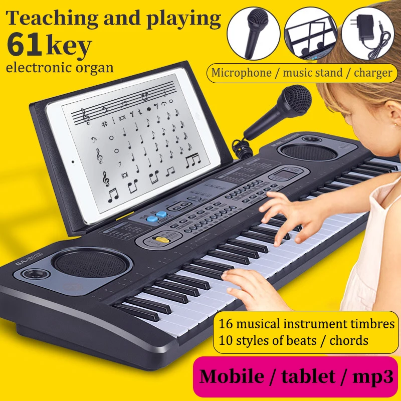 Children's 61 Keys Piano with Microphone Multifunctional Electronic Organ 37 Keys Music Electronic Keyboard Piano Girl Toys Gift