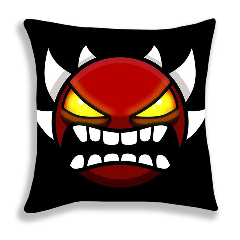 Angry Geometry Dash Print Pillow Case Cartoon Cushion Covers For Sofa Bed Home Decorative Kids Pillowcases 4545cm 240325