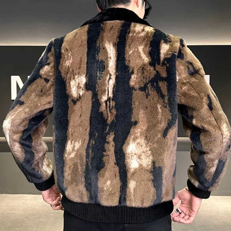 Winter Clothing Mens Faux Leather Jacket Men High Quality Gold Mink Fur Thick Woolen Fur Jacket Jaqueta De Couro MasculinaXJ241102