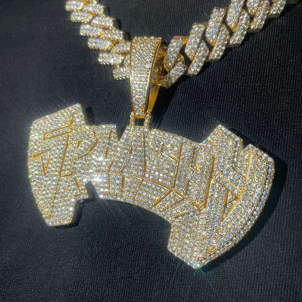 Custom pendant Iced Out CZ Big VVS Moissanite Nameplate Pendent Hip Hop Giant Jewelry Deluxe Custom Name Baguette Letter Necklace Rapper