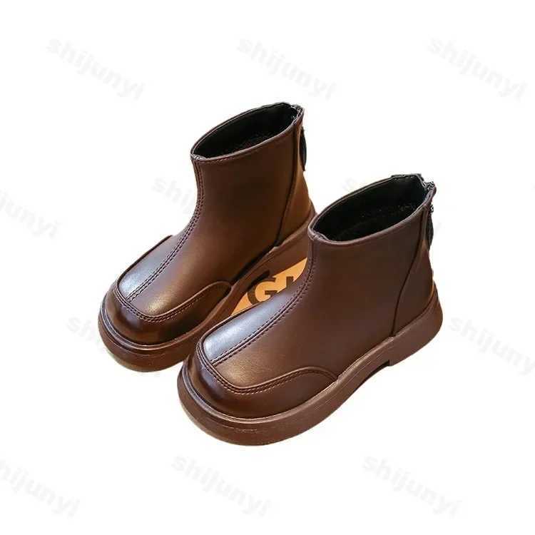 Childrens shoes fashionable short boots simple girls single boots soft soled leather boots anti slip winter casual shoes M241102