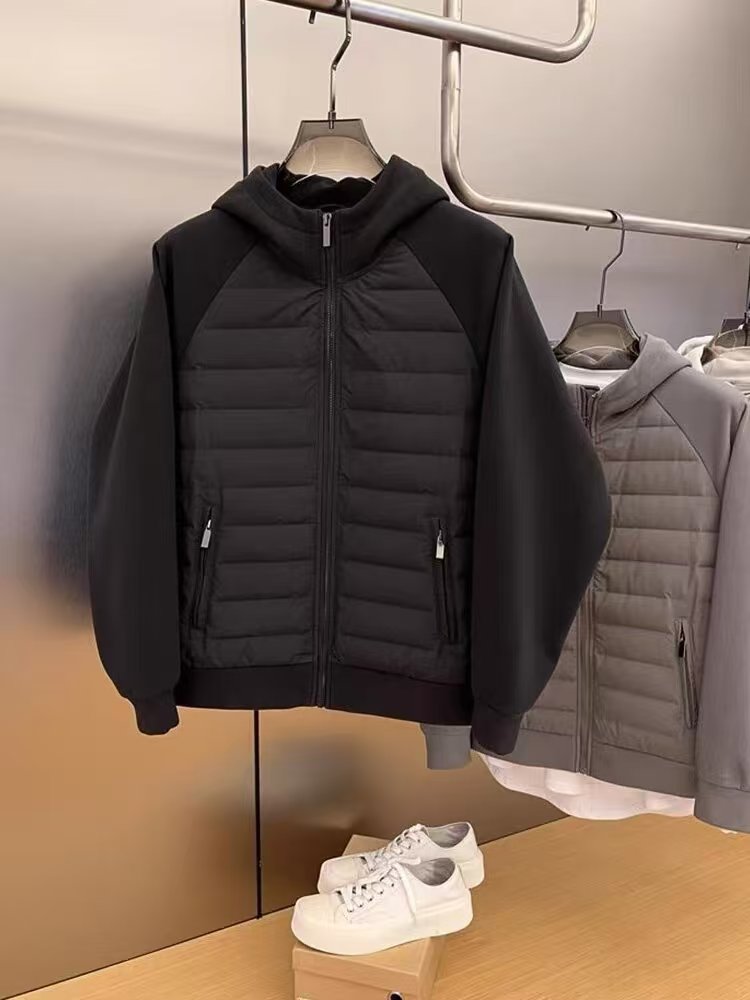 Winter new trend light cotton-padded jacket men loose Joker casual hooded solid color stitching couple coat men