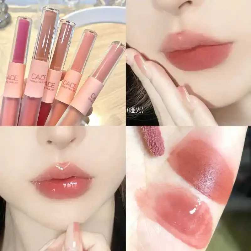 Matte velvet sexy red double head lip gloss liquid lipstick waterproof lip gloss durable lip gloss Korean cosmetics W241101