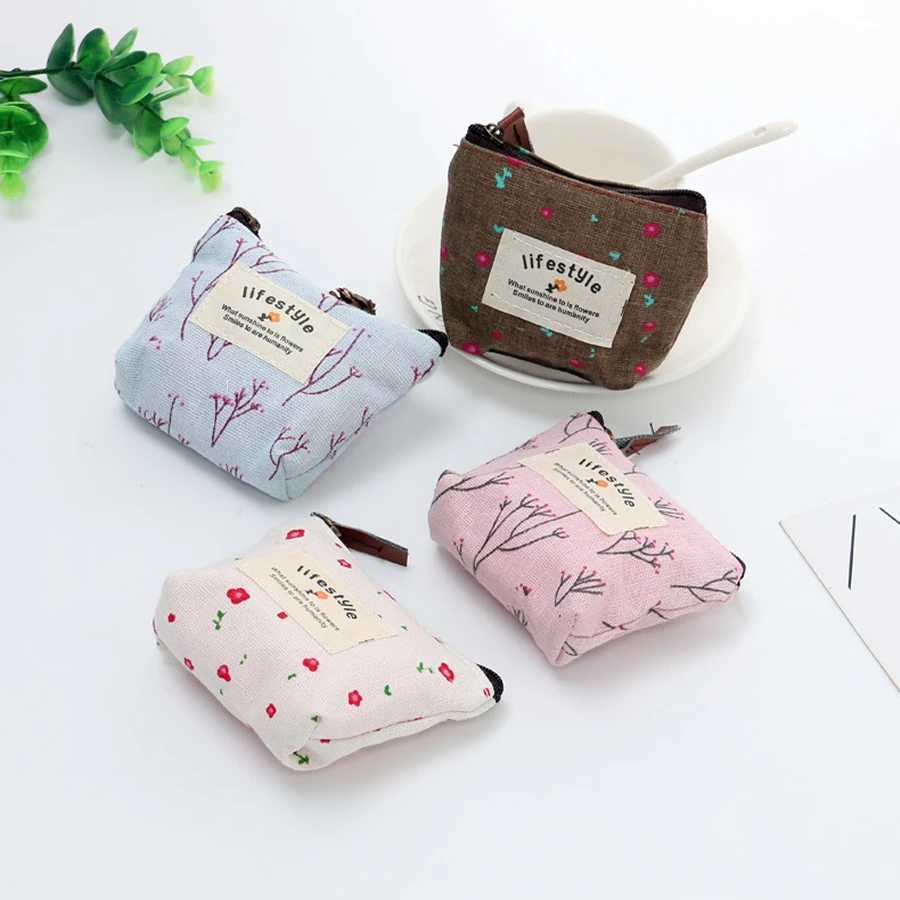 1Pcs Student Coin Purse Canvas Mini Zipper Coin Bag Cute Small Purse Portable Women Wallet Change Purse Key Earphe PouchXJ241111