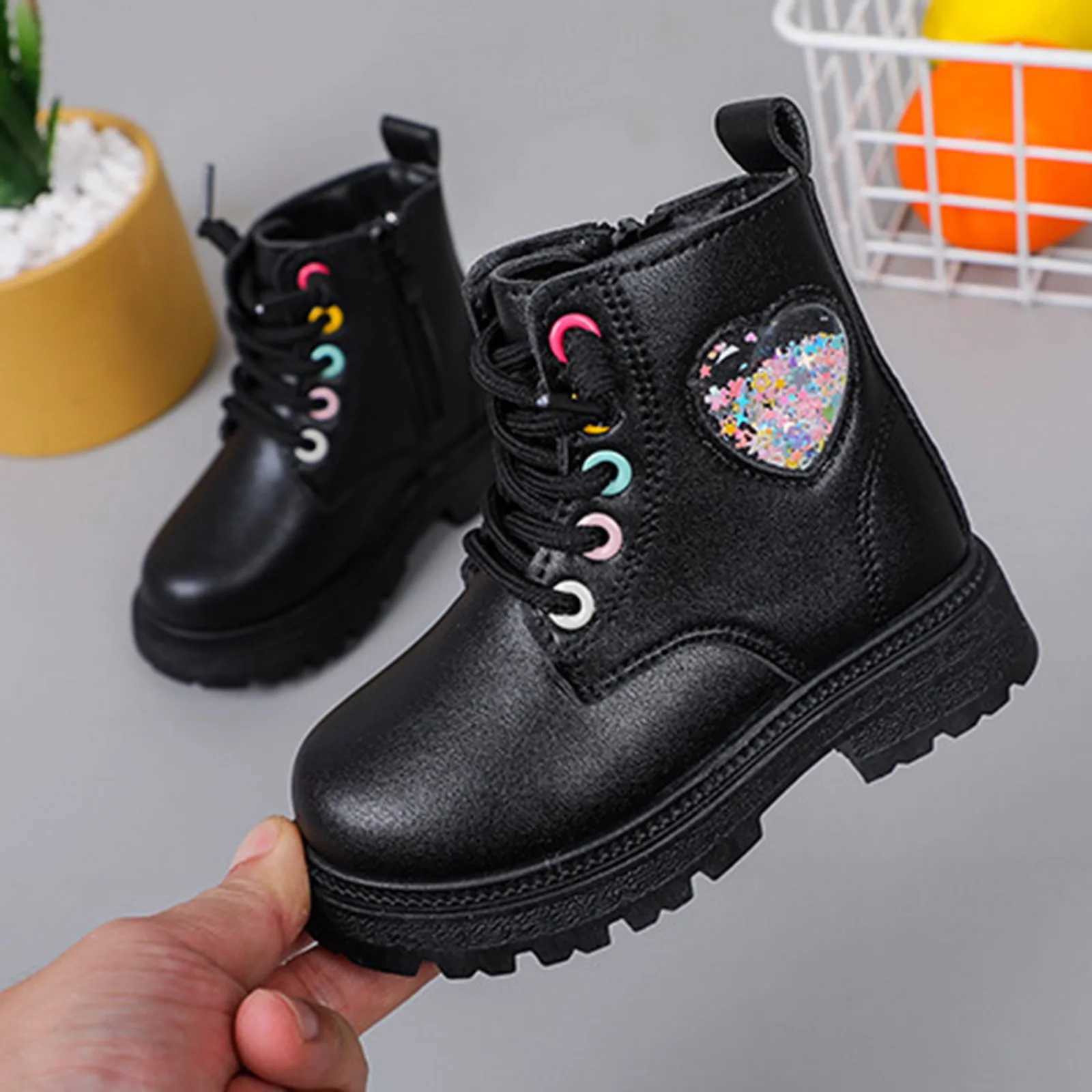 Fashion Girls Boots Autumn Soft Leather Platform Boots Childrens Round Toes Short and Fat Childrens Shoes Casual Anti slip Ankle Boots M241102