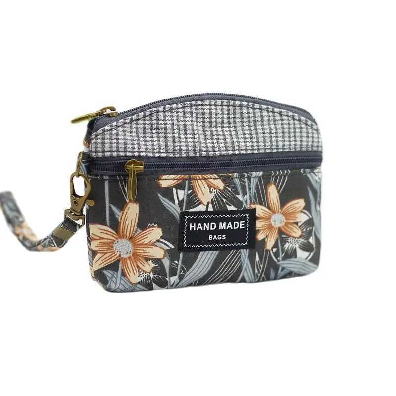 Womens Cott Floral Printing Coin Purse Female Short Wallet Small Mey Pouch Cluh Card Bag Ladies Handbag Bolsa for GirlsXJ241111
