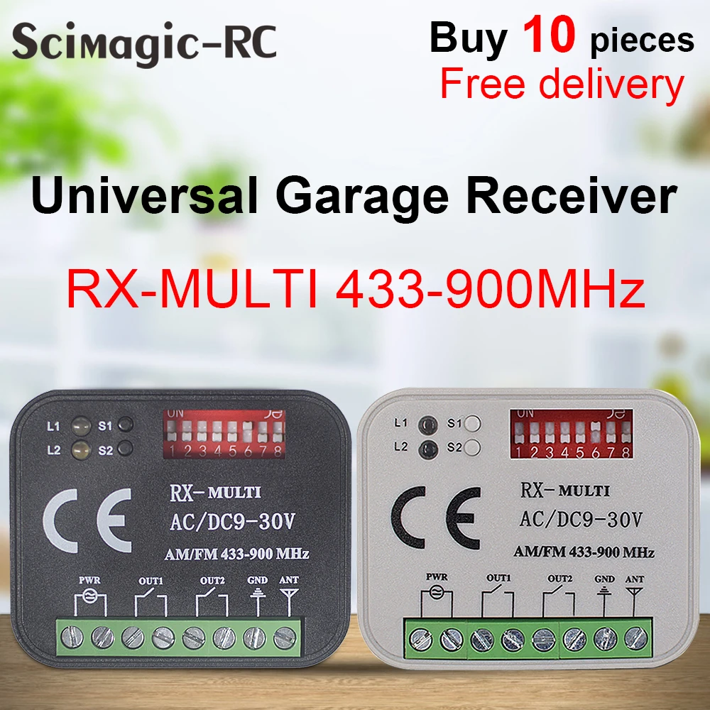 Universal Garage Receiver 300-900MHz RX-Multi Frequency Switch 2025 Module For 433 new 868Mhz Remote Control Transmitter Gate Door Opener