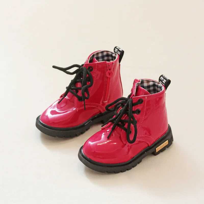 New girls leather boots boys shoes spring and autumn PU leather childrens boots fashionable childrens boots warm winter boots M241102