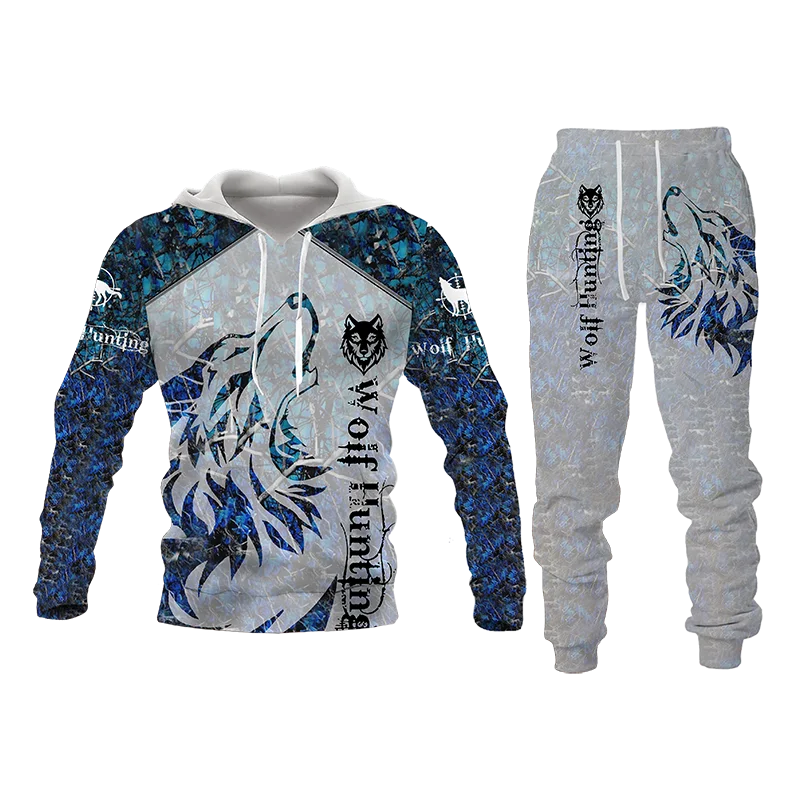 Women 2 Piece Sets Spring Autumn New Y2K 3D Animal Printed Hooded 2025 Sweatshirt+Long Pants Oversized new Hoodies Couple Female Clothing