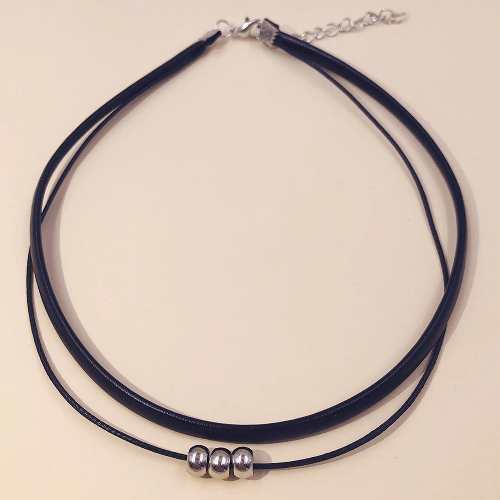 Classic Gothic Tattoo Black Leather Choker Necklace For Women Beads Pendant 2025 Charm new Necklaces Boho Jewelry Christmas Gift X0159