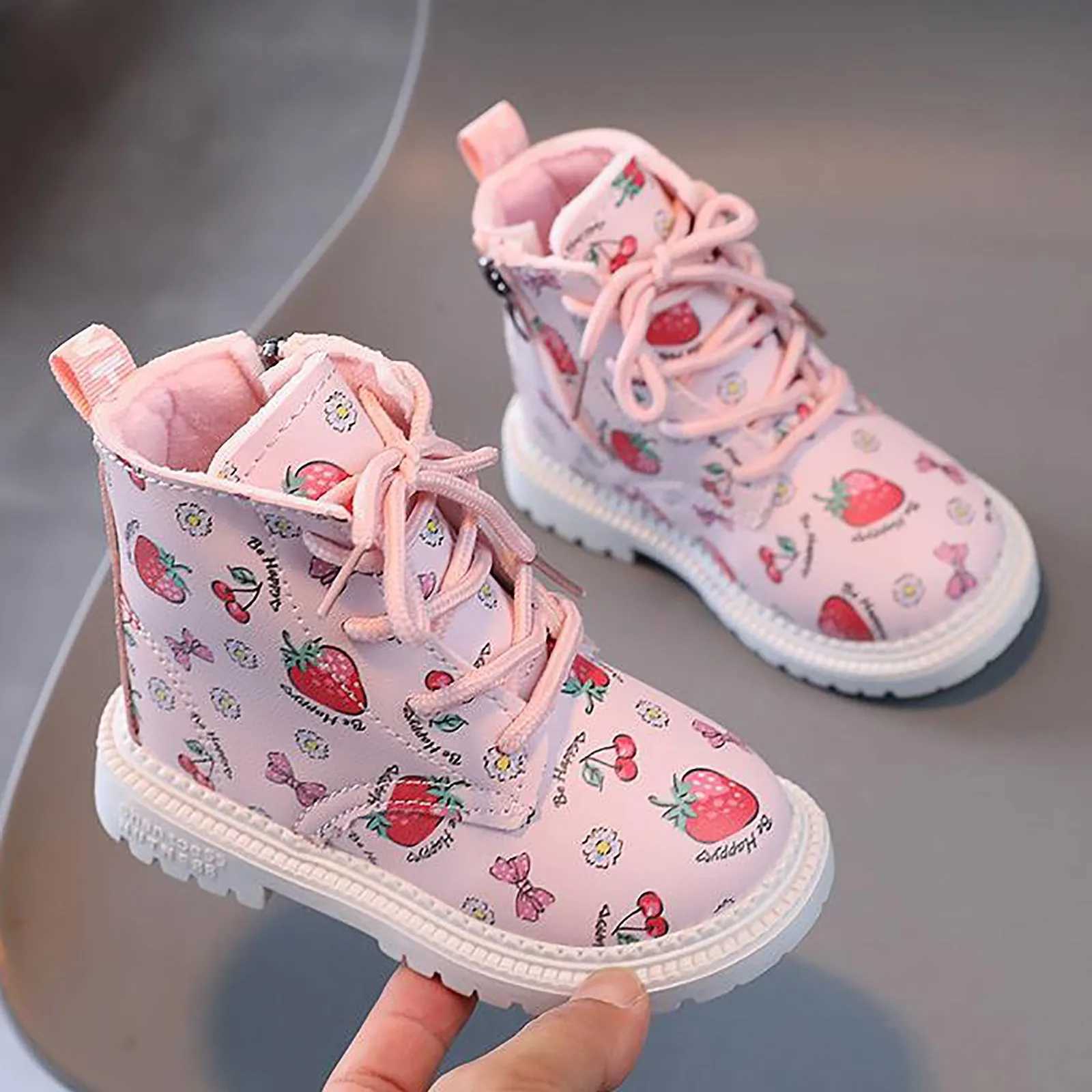 New autumn winter childrens plush warm boots childrens anti slip rubber outsole ankle boots boys and girls fashionable childrens shoes M241102