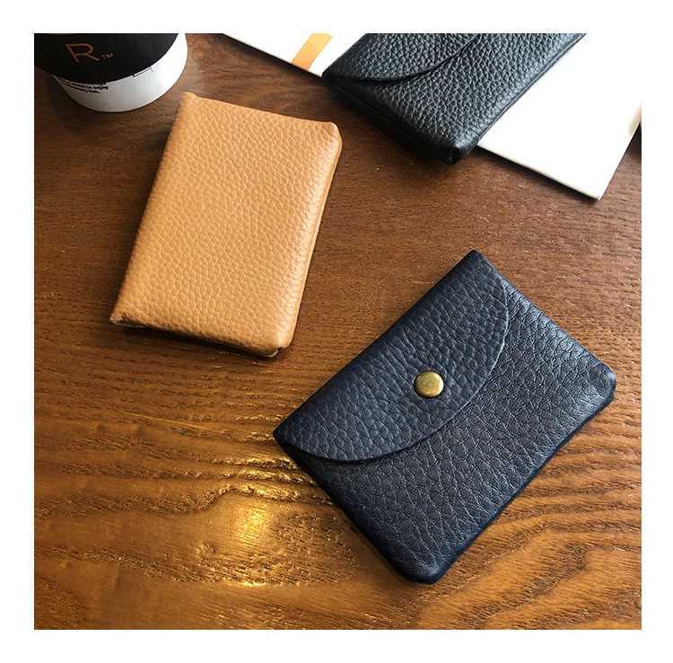 Leather Mini Envelope Change Pocket Simple Buckle Cowhide Large Capacity Card Bag Womens Coin Wallet Bank Card Earphe BagXJ241111