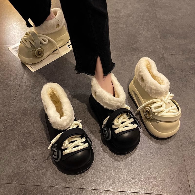 Women's Strap Earphones Winter Warm Cotton Shoes Free Shipping