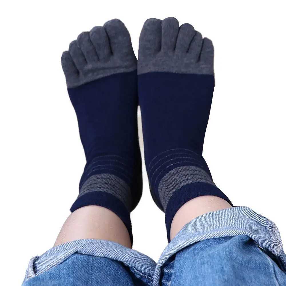 Fashion Deodorant Comfortable Simple Middle Tube Casual With Toes Stripe Hosiery Five Finger Man LX241102