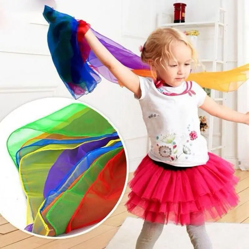 6 new Colors Dance Scarves for Kids Music Scarves Dance Scarf Play Scarves for Children Outdoor 2025 Toys Jling Silk Tricks Scarves