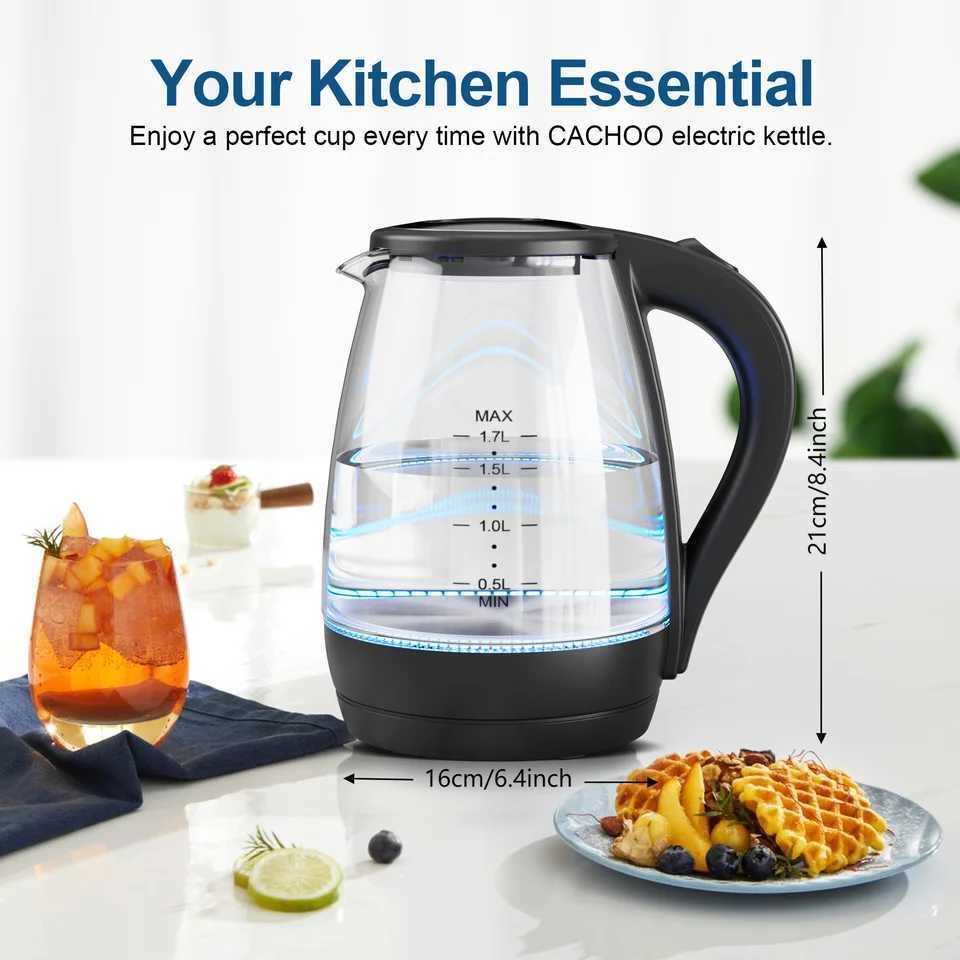 1.7L borosilicate electric kettle with LED indicator light fast heating hot water boiler Y241102