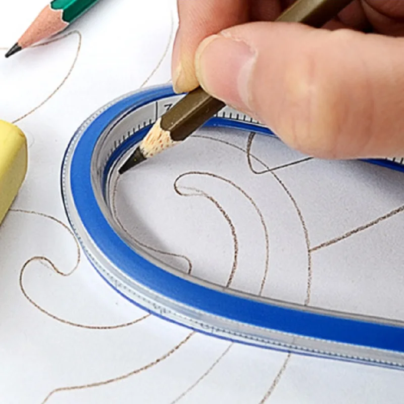 1PC Flexible Curve Ruler 2025 Drafting Drawing Tool Snake Shaped Ruler Flex new Curved Ruler Quilting Plastic School Office Supplies 30cm